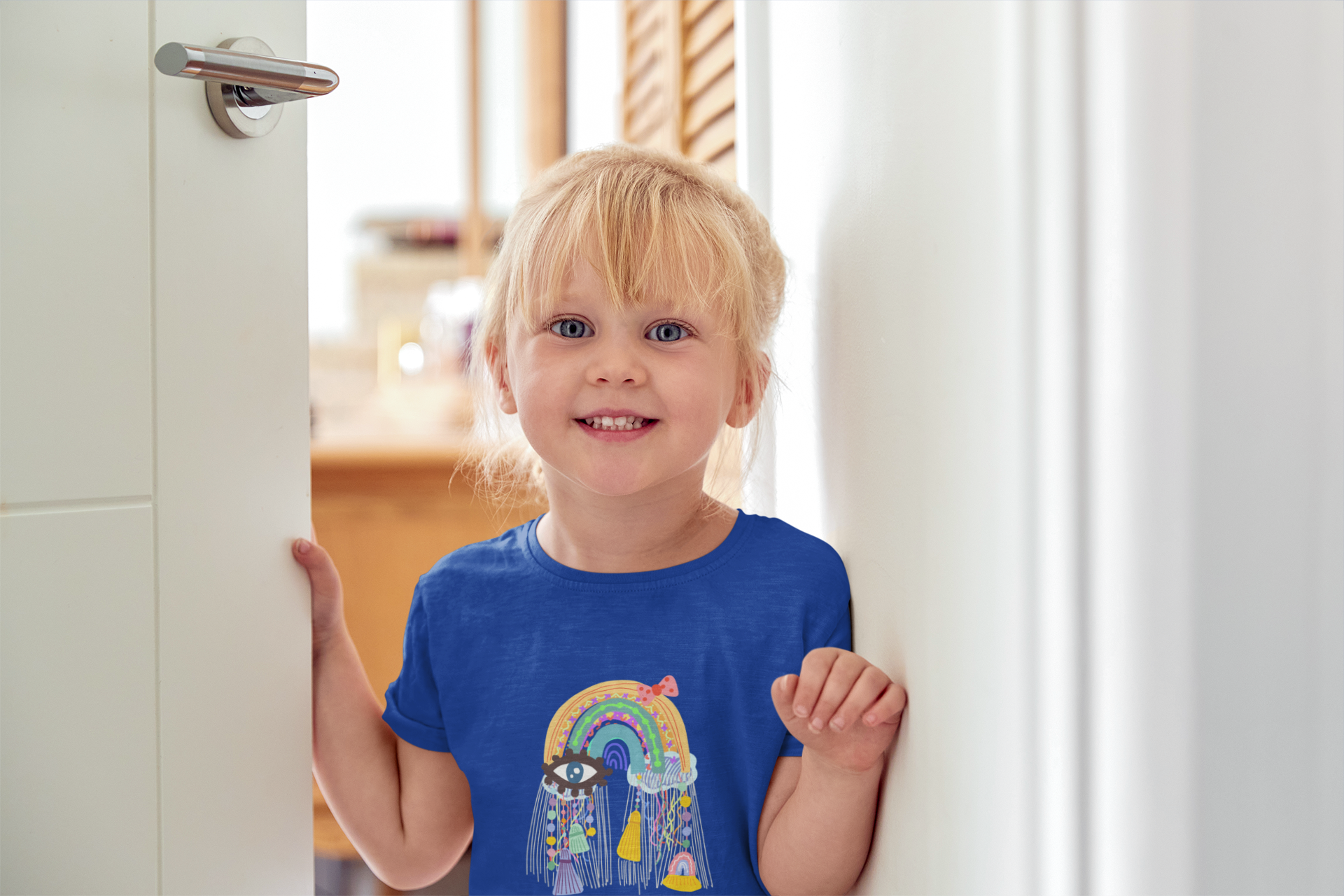 Girls boho evil eye rain colorful print cotton T-shirt by Mumma’s Cub