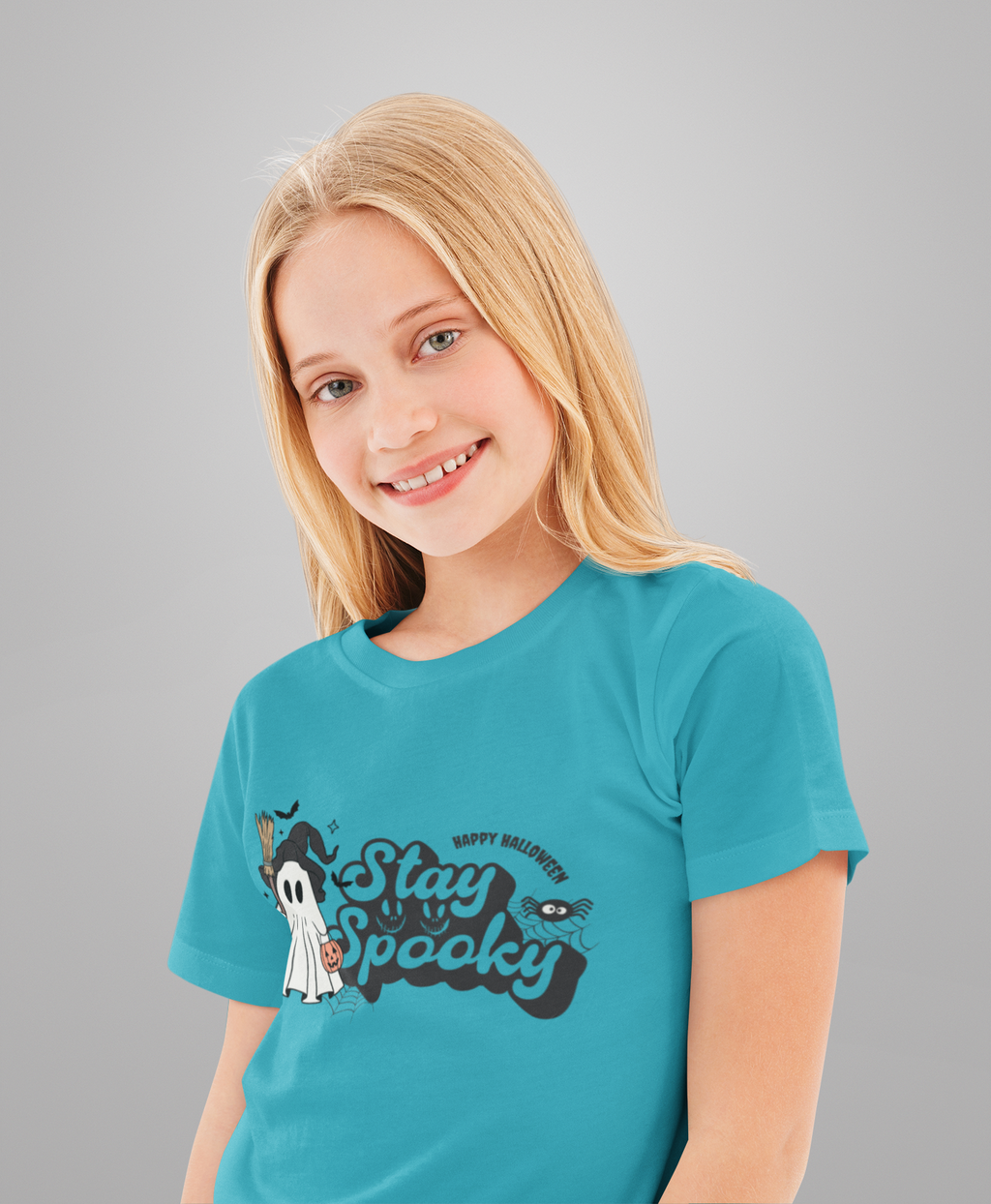 Kids Halloween T-Shirt – Witchy Ghost “Stay Spooky” Print