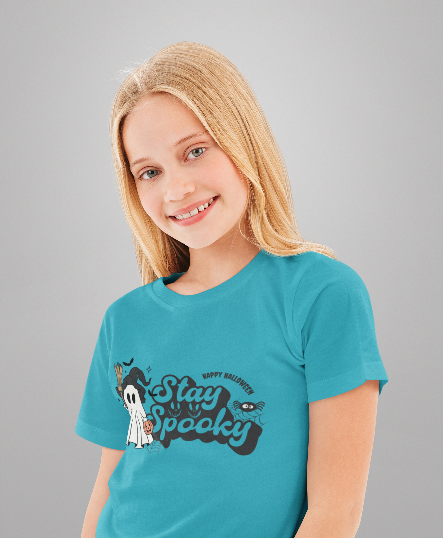 Kids Halloween T-Shirt – Witchy Ghost “Stay Spooky” Print