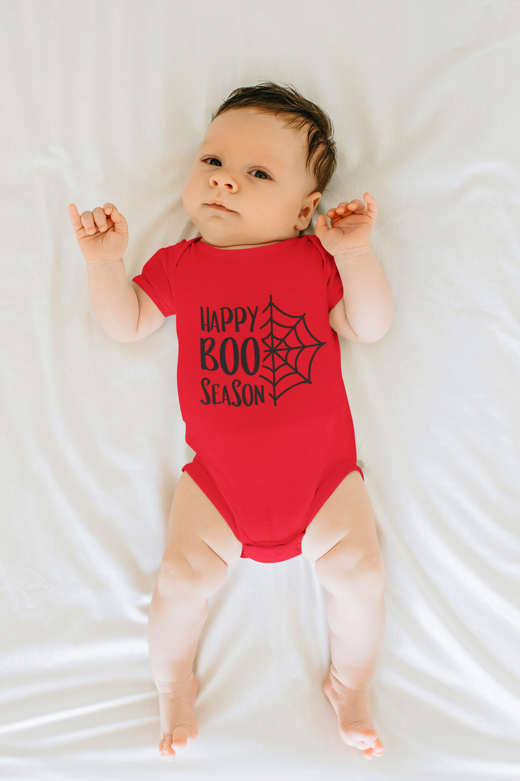 "Happy Boo Season" Baby Onesie | Soft Cotton Halloween Web Romper