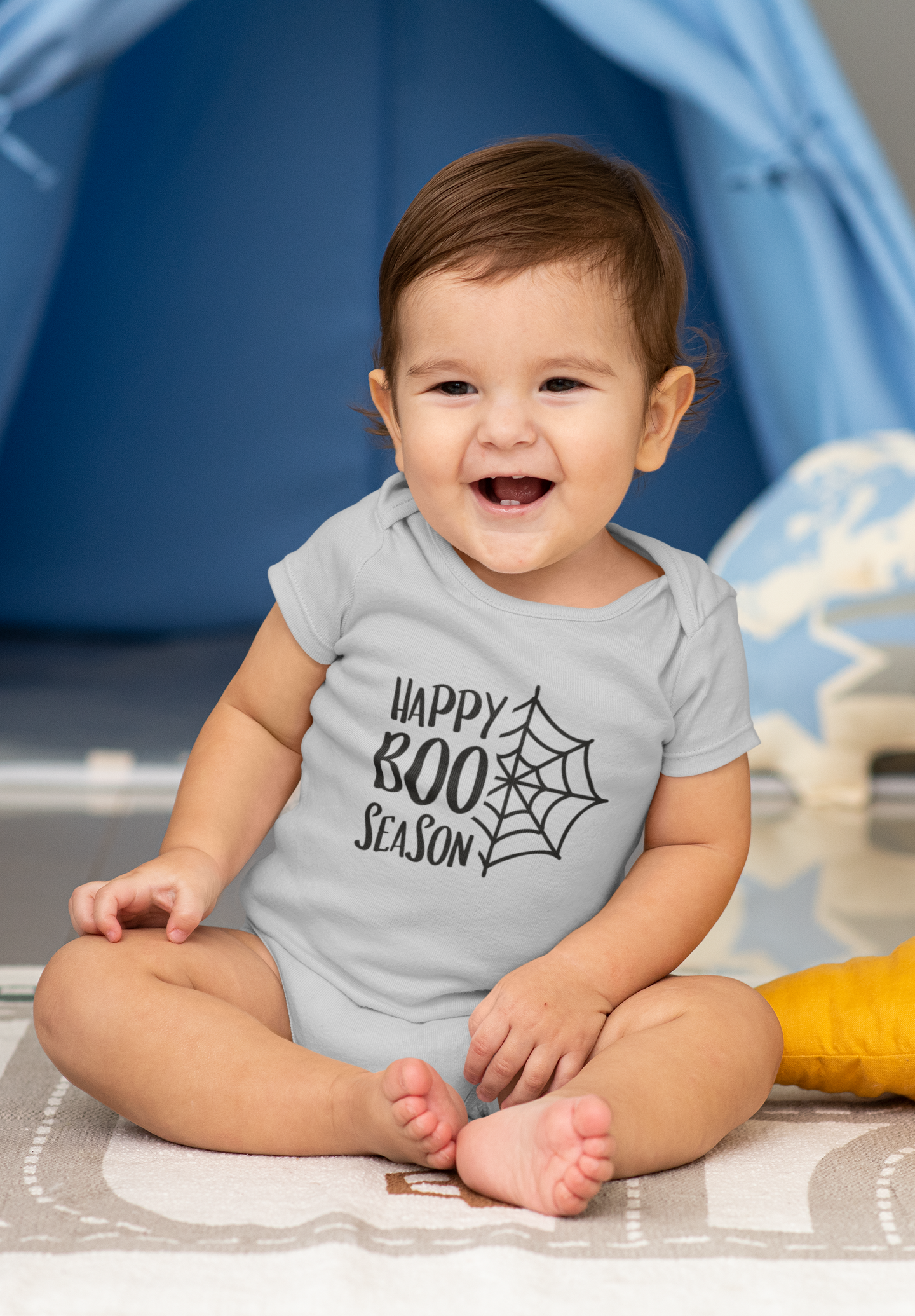 "Happy Boo Season" Baby Onesie | Soft Cotton Halloween Web Romper