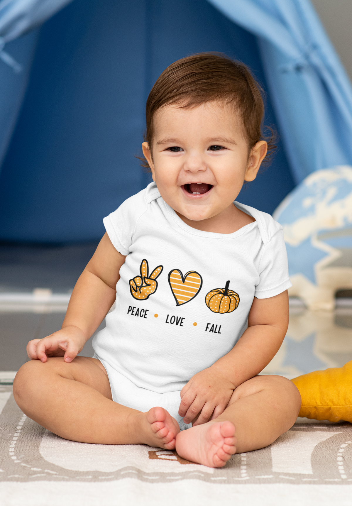 Love Peace Fall baby onesie – soft cotton Halloween romper for babies