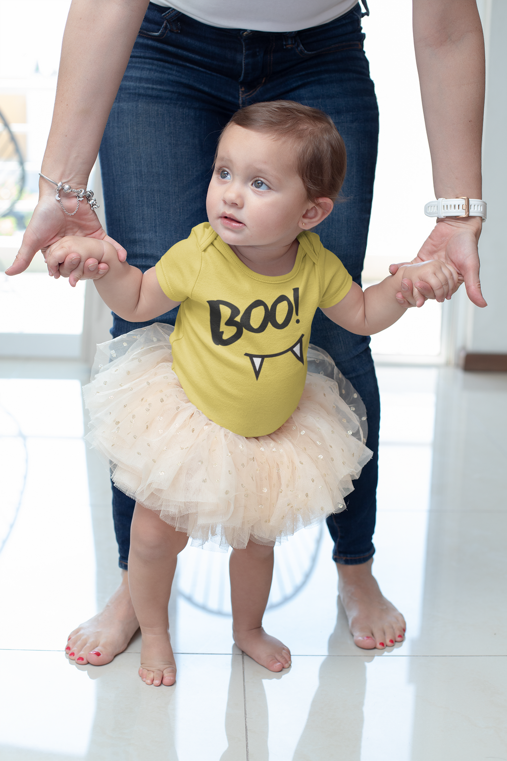 Baby Soft Cotton Halloween Onesie – “Boo!” Print