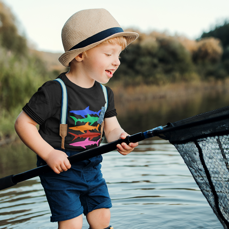 boys shark t shirt 5 color sharks cotton kids printed tee soft breathable
