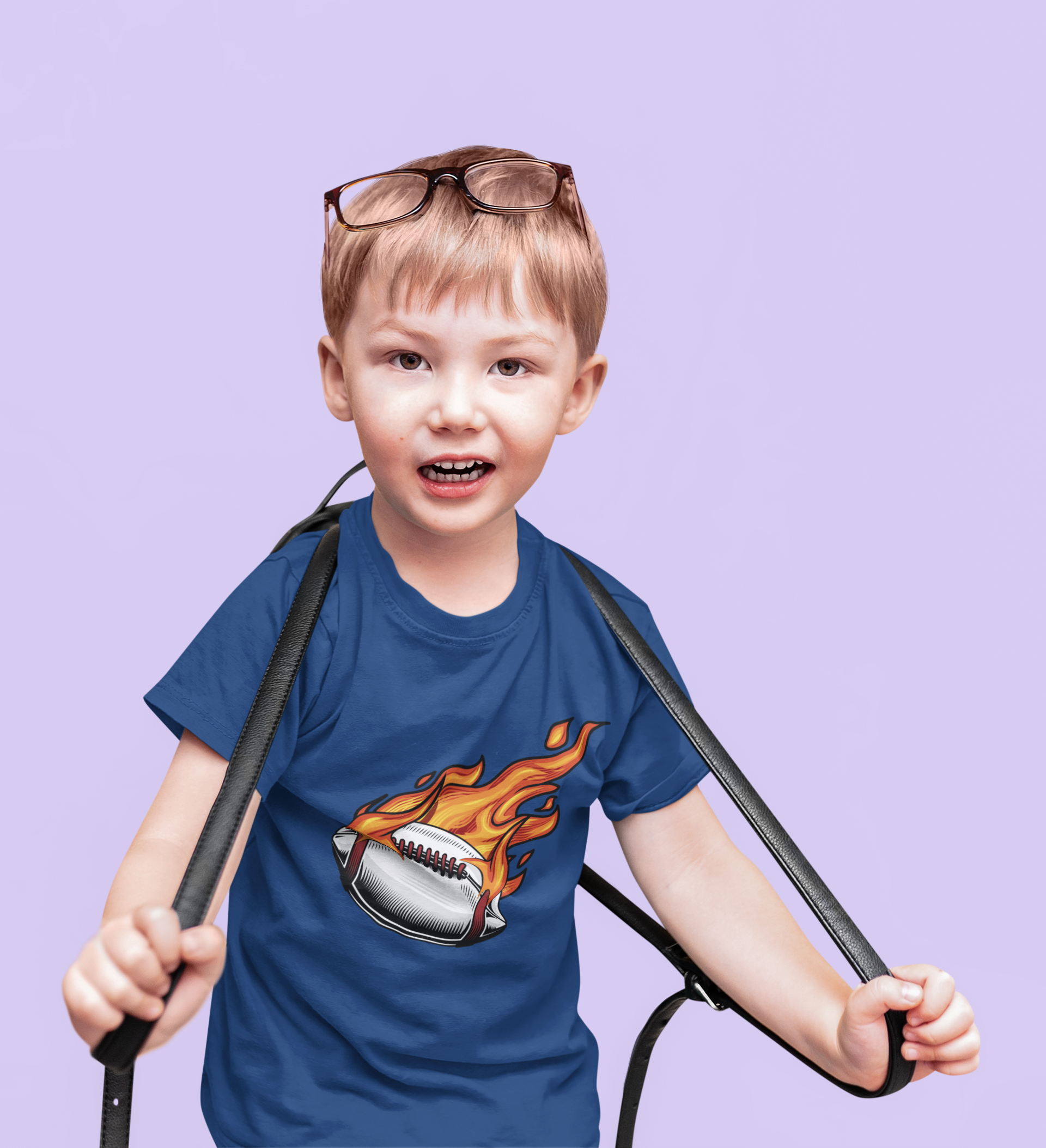 Boys Fiery Baseball Print Cotton T-Shirt