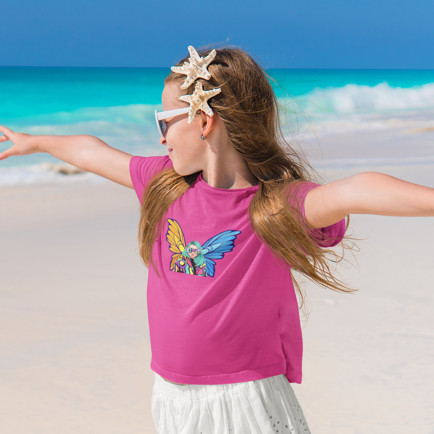 girl with wings t shirt girls cotton soft breathable cute printed tee
