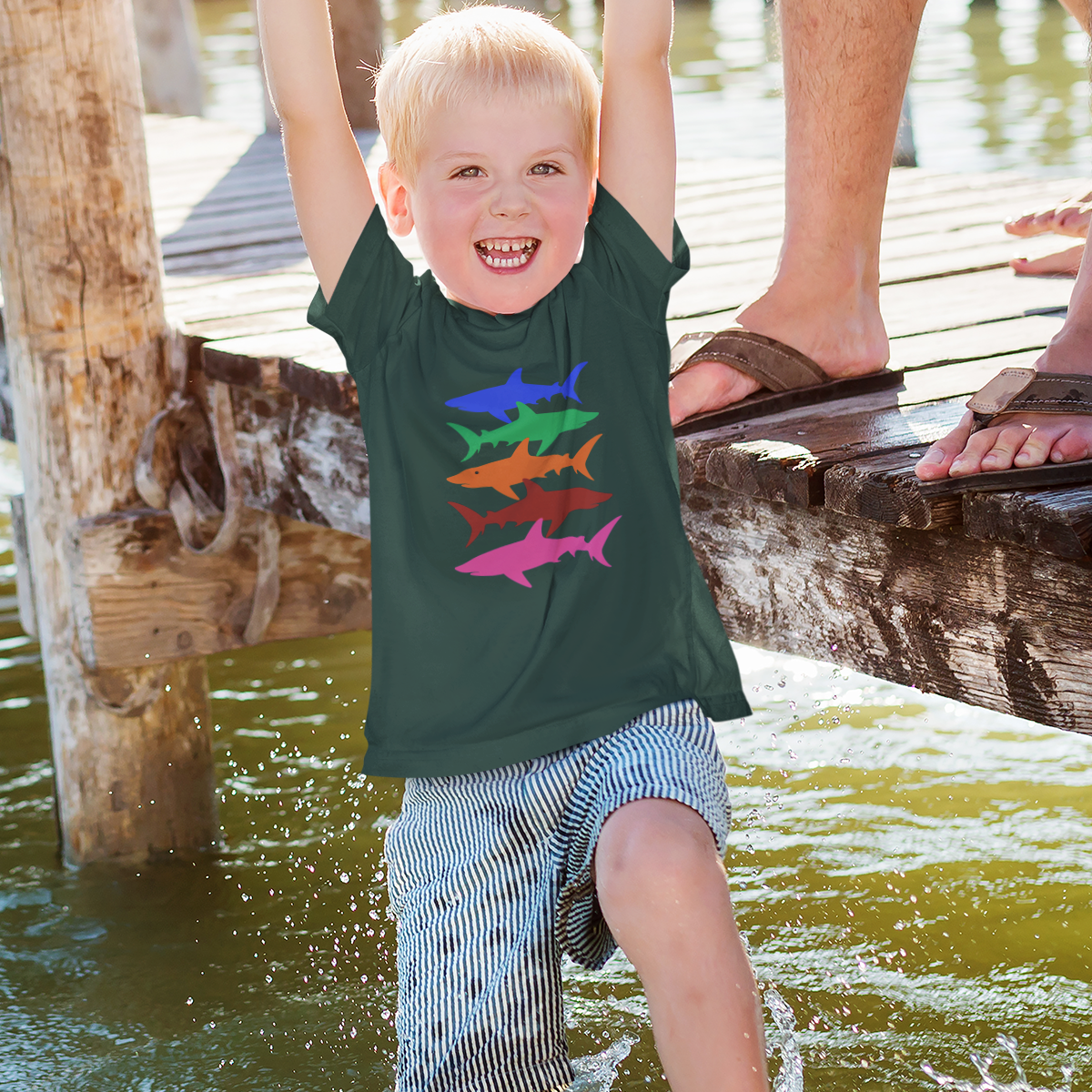 boys shark t shirt 5 color sharks cotton kids printed tee soft breathable