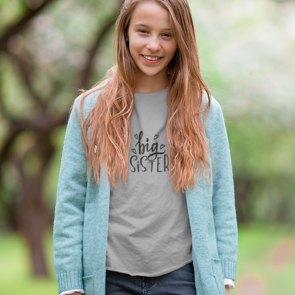 Cute big sister printed t-shirt for kids soft cotton fabric