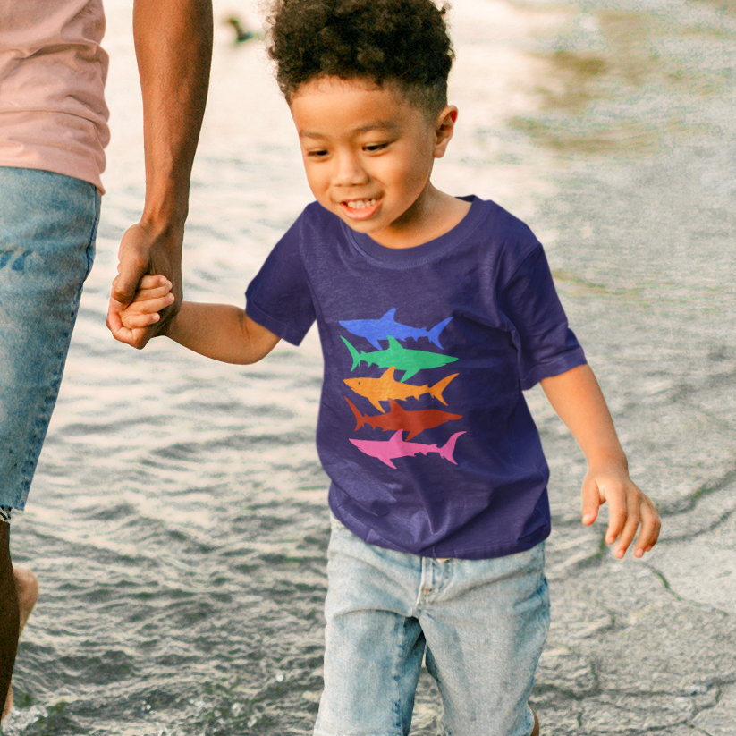 boys shark t shirt 5 color sharks cotton kids printed tee soft breathable