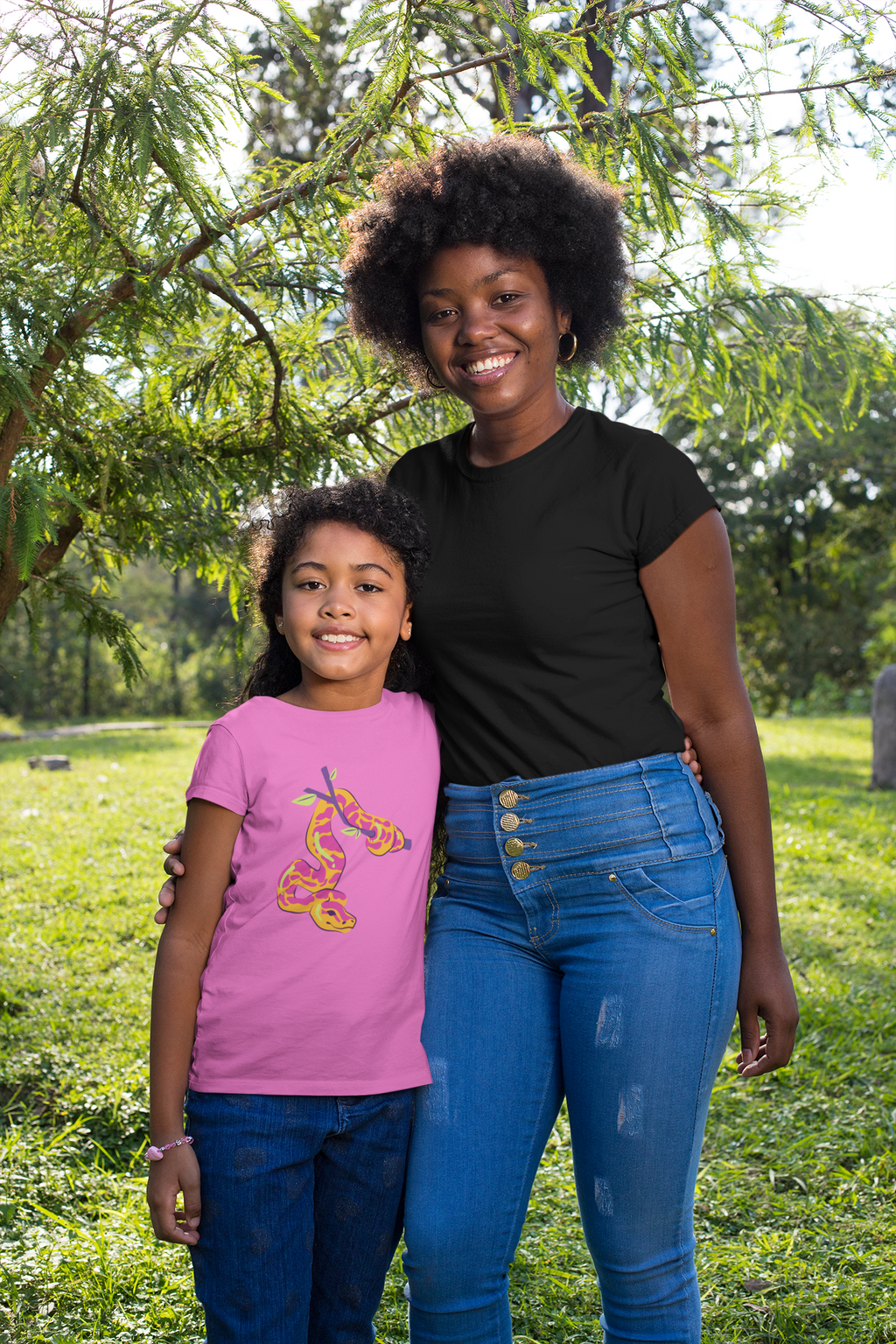 Girls Pink Python Print Cotton T-Shirt