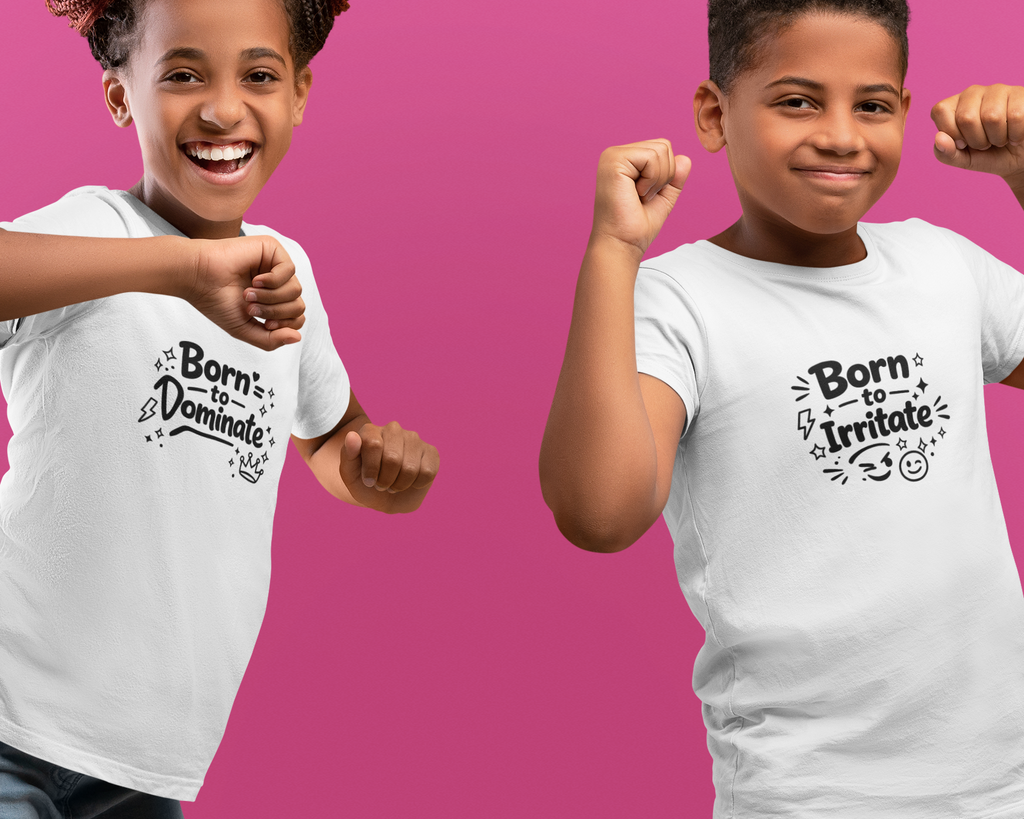 Brother sister matching cotton t-shirts by Mumma’s Cub