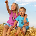 Sibling matching combo t-shirts for big sister and little brother
