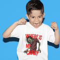 Kids unisex cotton Halloween T-shirt with zombie print and text “Where is My Candy”