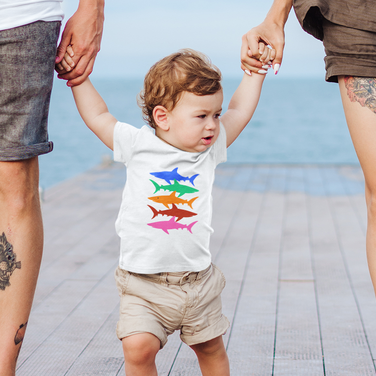 boys shark t shirt 5 color sharks cotton kids printed tee soft breathable