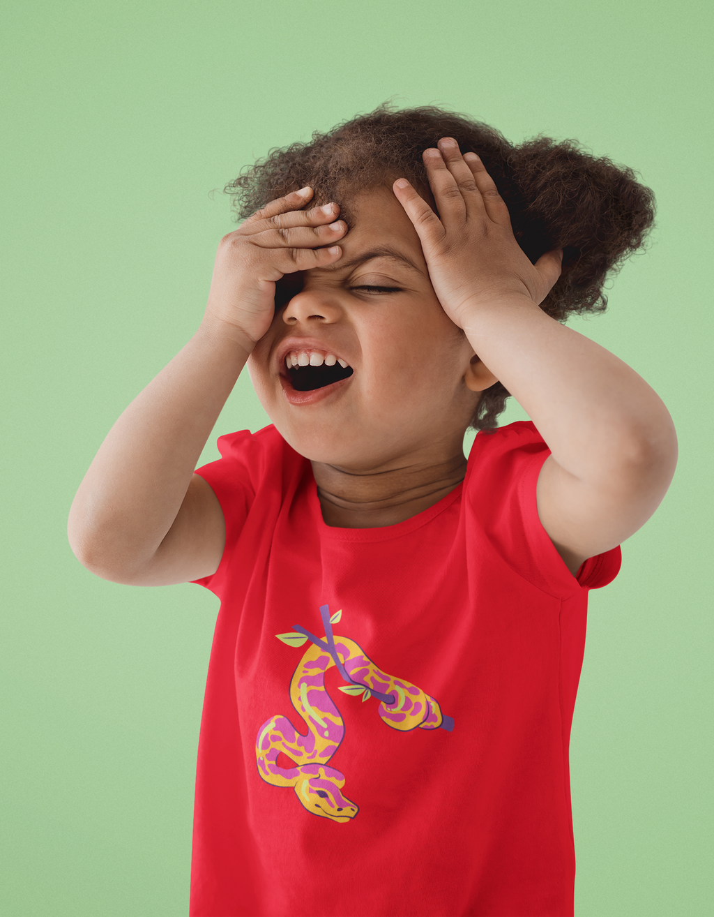 Girls Pink Python Print Cotton T-Shirt