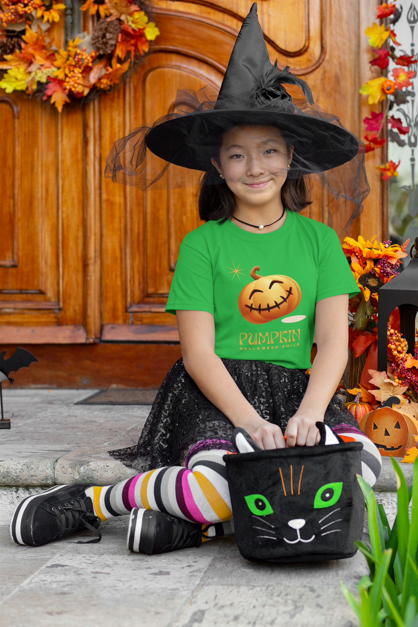 Kids Halloween T-Shirt – Funny Pumpkin Print “Pumpkin Halloween Smile”