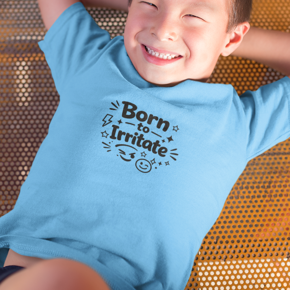 Funny graphic kids t-shirt for boys with Born To Irritate print