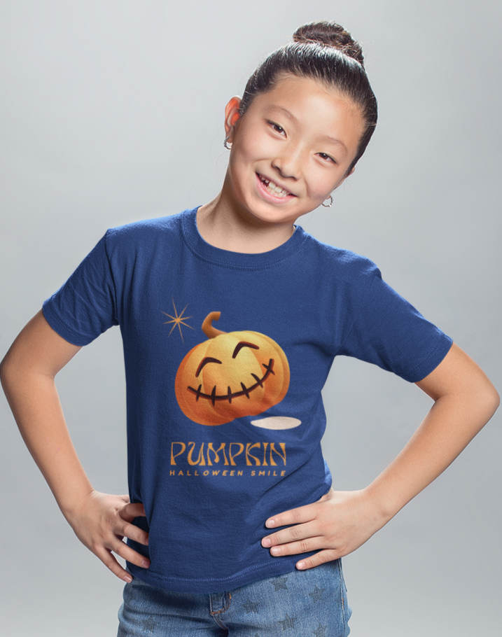 Kids Halloween T-Shirt – Funny Pumpkin Print “Pumpkin Halloween Smile”