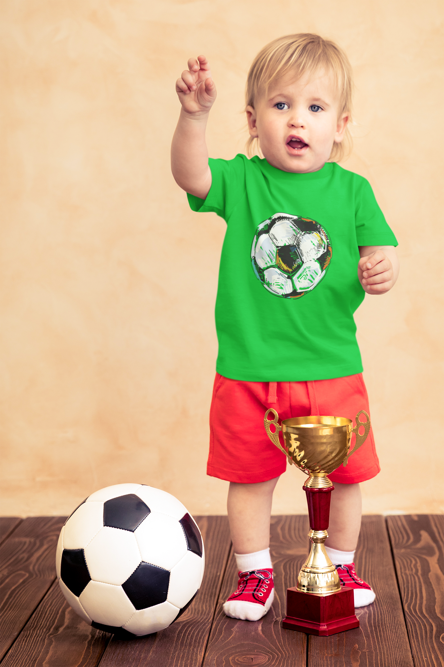 Boys Black & White Football Print Cotton T-Shirt