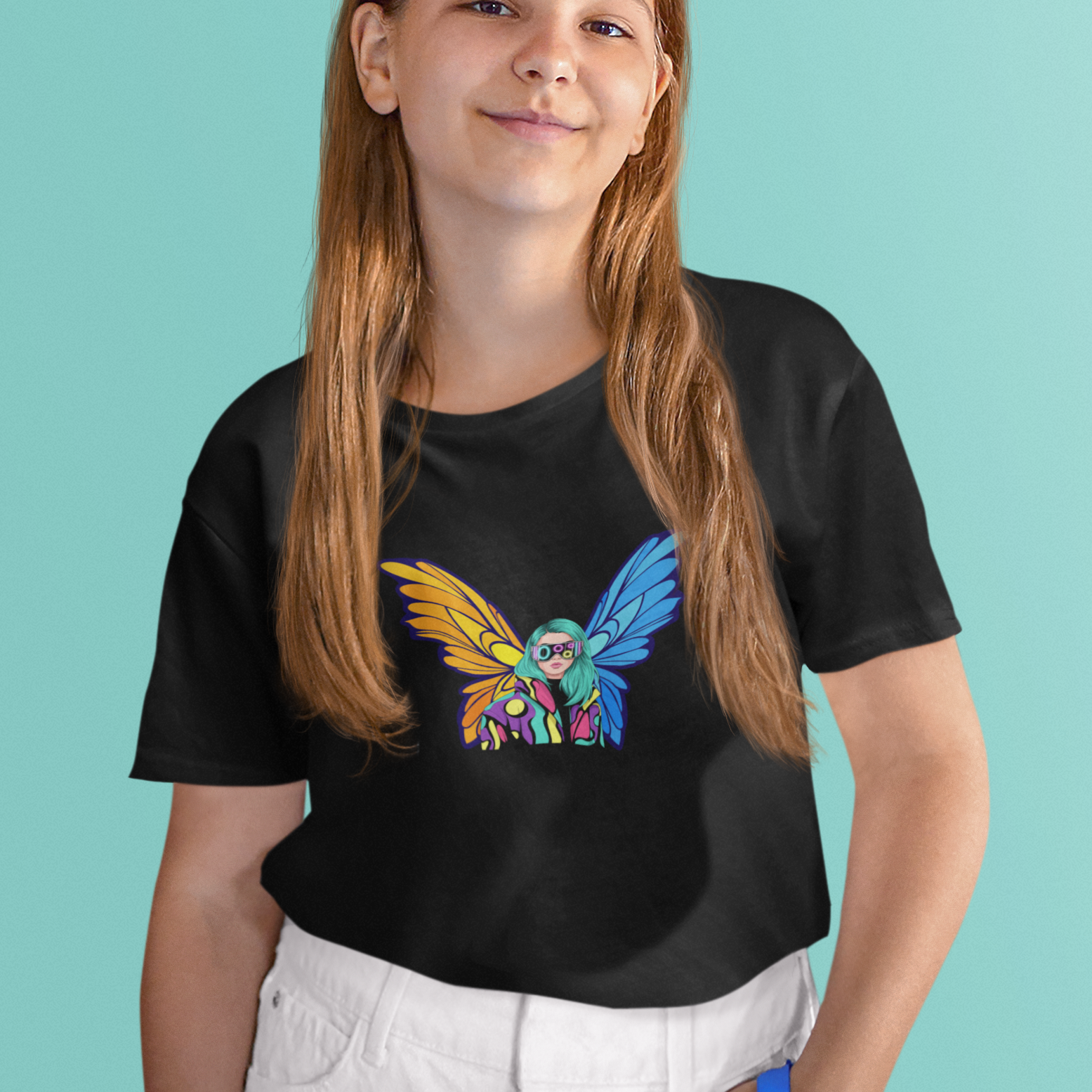 girl with wings t shirt girls cotton soft breathable cute printed tee
