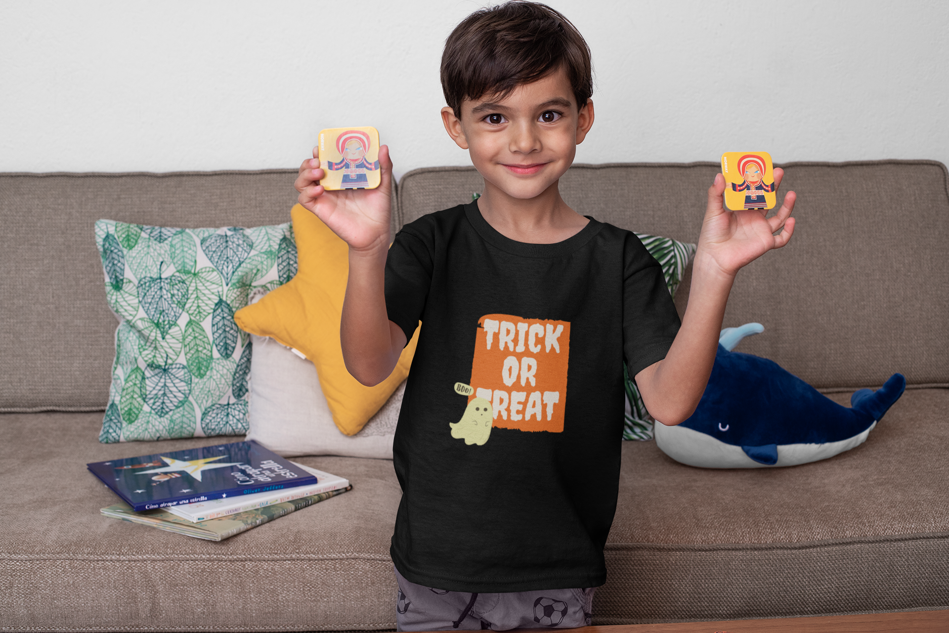 Kids Halloween T-Shirt – Ghost Print “Trick or Treat”