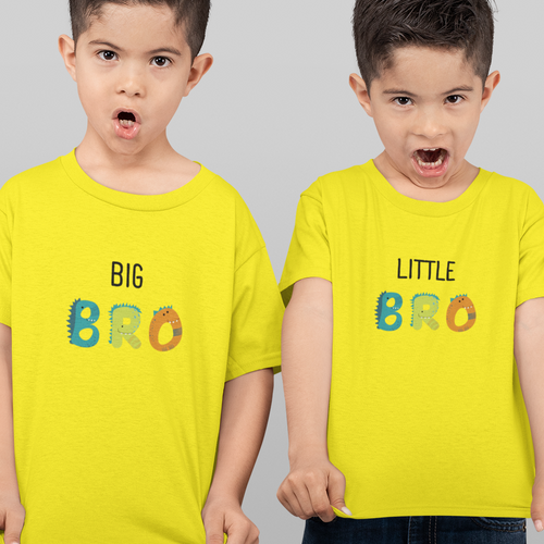 Matching Big Bro and Lil Bro dinosaur print cotton t-shirts for kids by Mumma’s Cub