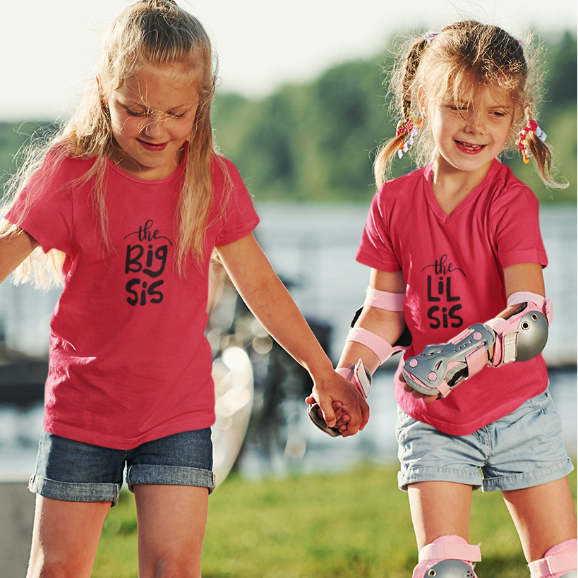 Cute sibling matching t-shirts by Mumma’s Cub for girls